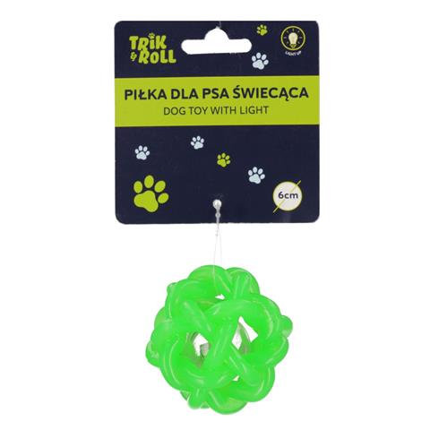 PIŁKA DLA PSA ŚWIECĄCA 6CM ZIELONA, TRIK&ROLL
