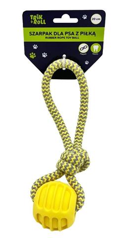 ZABAWKA DLA PSA SZARPAK 20CM Z PIŁKĄ ŻÓŁTY, TRIK&ROLL