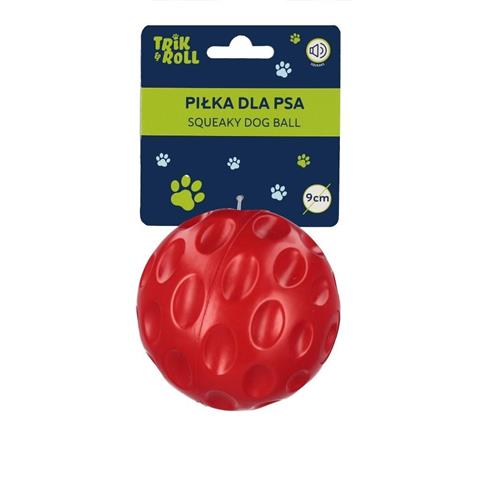 PIŁKA DLA PSA 9CM Z DŹWIĘKIEM CZERWONA, TRIK&ROLL