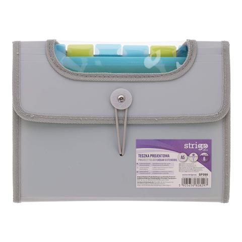 STRIGO TECZKA A5 PROJEKTOWA PP Z 6 PRZEKŁADKAMI SZARA SF099