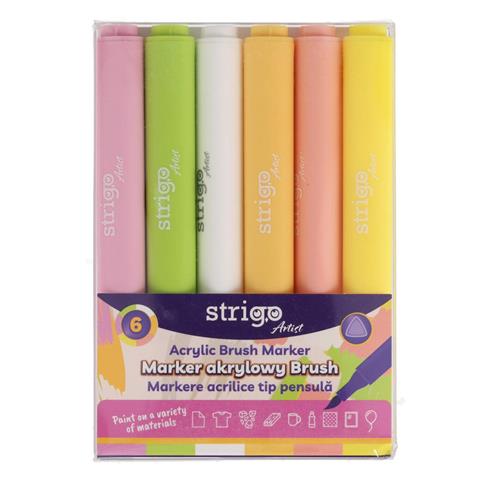 STRIGO MARKERY AKRYLOWE BRUSH 6 KOLORÓW SSC430 WPC /12/