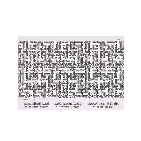 STRIGO BLOK TECHNICZNY A4 10K 240G BIAŁYLABIRYNT SPA093 /10/