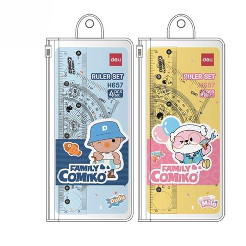 DELI-ZESTAW GEOMETRYCZNY 4 ELEMENTOWY 20CMSERIA COMIKO FAMILY RÓŻOWY