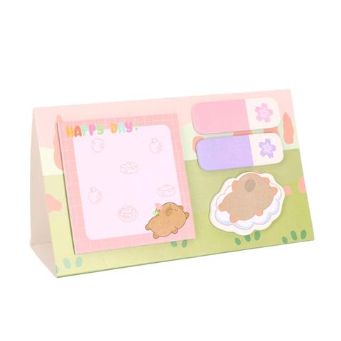 STRIGO KARTECZKI SAMOPRZYLEPNE 4 SZTUKI MIX KOLORÓW KAPIBARA I KWIATEK