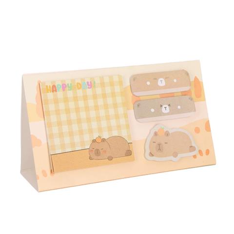 STRIGO KARTECZKI SAMOPRZYLEPNE 4 SZTUKI MIXKOLORÓW ŚPIĄCA KAPIBARA