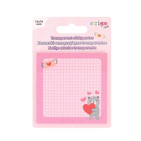 STRIGO NOTES SAMOPRZYLEPNY 73X73MM 50 KARTEK TRANSPARENTNE RÓŻOWE