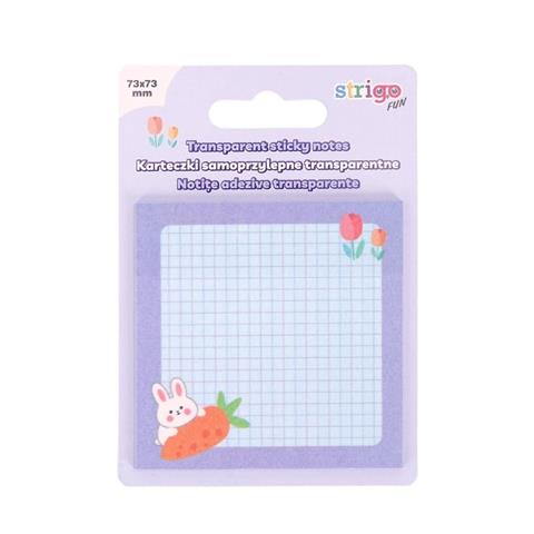 STRIGO KARTECZKI SAMOPRZYLEPNE 73X73MM  50 KARTEK FILETOWE TRANSPARENTNE SSN052 WPC/24/