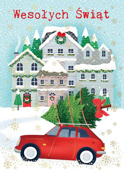 HENRY KARTKA OZDOBNA B6 BN AUTO Z       CHOINKĄ GWIAZDKA