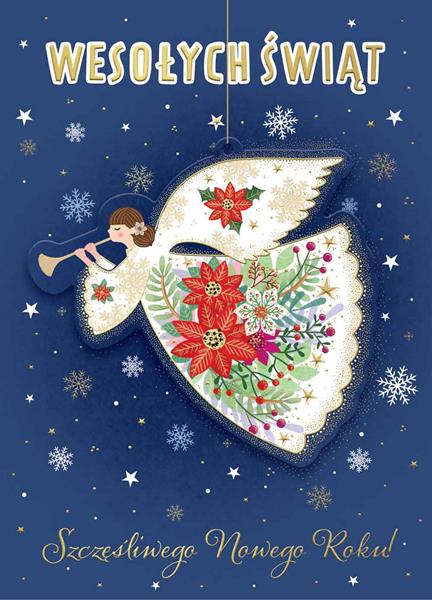 HENRY KARTKA OZDOBNA B6 BN Z ZAWIESZKĄ  ANIOŁEK GWIAZDKA