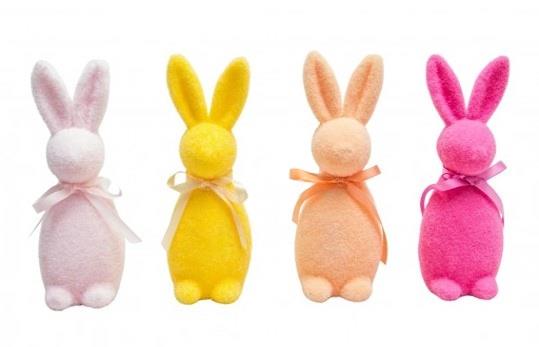 OZD.WIELKANOCNA ZAJĄC FLOKOWANY STOJĄCY 24CM.MIX KOLOR LUK-WN JHL25S2-151