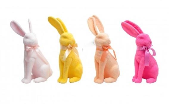 OZD.WIELKANOCNA ZAJĄC FLOKOWANY SIEDZĄCY 37CM. MIX KOLOR LUK-WN JHL25S21-2171