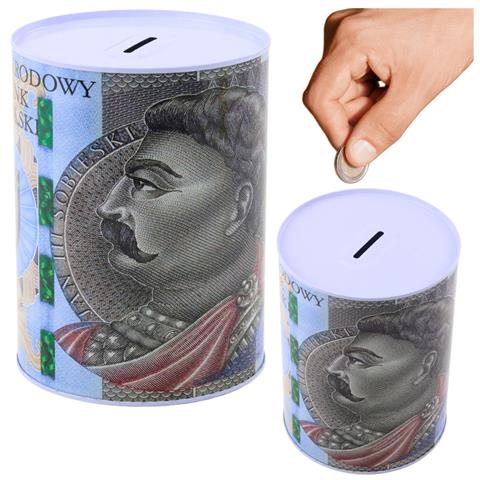 SKARBONKA METALOWA PUSZKA BANKNOT 500 ZŁOTYCH 16X12CM LEAN