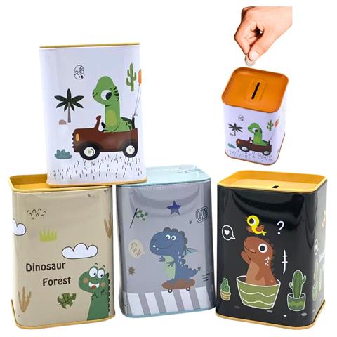 SKARBONKA KWADRATOWA WZÓR DINOZAUR W SAMOCHODZIE LEAN