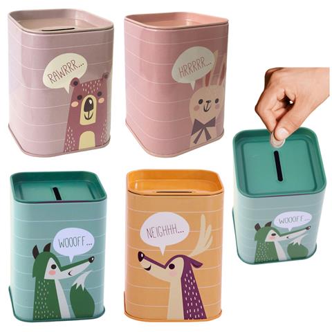 SKARBONKA KWADRATOWA ZWIERZĄTKO METALOWALEAN