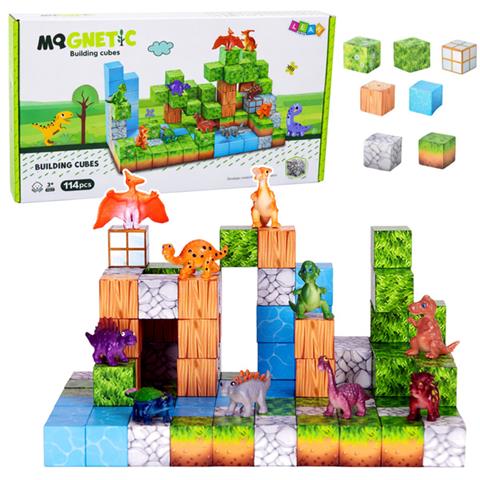 KLOCKI MAGNETYCZNE 114EL KONSTRUKCYJNE KOSTKI KWADRATOWY ŚWIAT3D 28815 LEAN