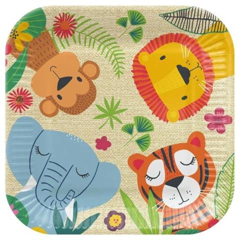 PAW-TALERZE PAPIEROWE 23X23 CM 8SZT SQUAREJUNGLE FRIENDS PPS8001100