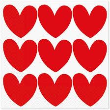 TETEaTETE SERWETKI 33X33 CM RED HEARTS  A'20 PAW-TL126000