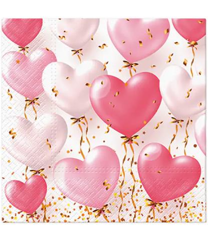 PAW-SERWETKI 33X33 CM HEART BALLOONS ROSE A'20 SDL143600