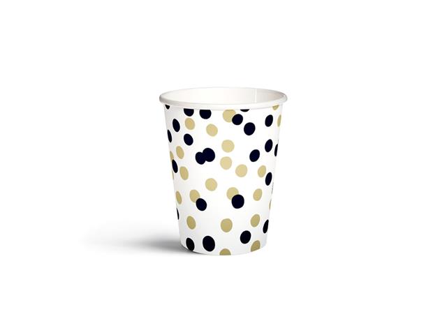 PAW-KUBKI PAPIEROWE 250ML 8SZT CONFETTIGOLD BLACK /12/ PC8000509