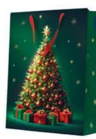 TORBA OZDOBNA 20*25*10CM CLASSIC CHRISTMAS TREE, PAW- GWIAZDKA