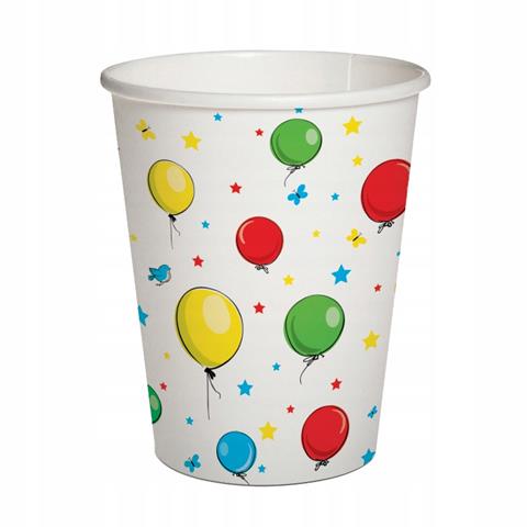 PAW-KUBKI PAPIEROWE 250ML 8SZT BALLOONSPC8000100