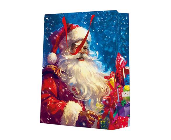 TORBA OZDOBNA 20*25*10CM SANTA CLAUS WITH GIFT BOXES, PAW- GWIAZDKA