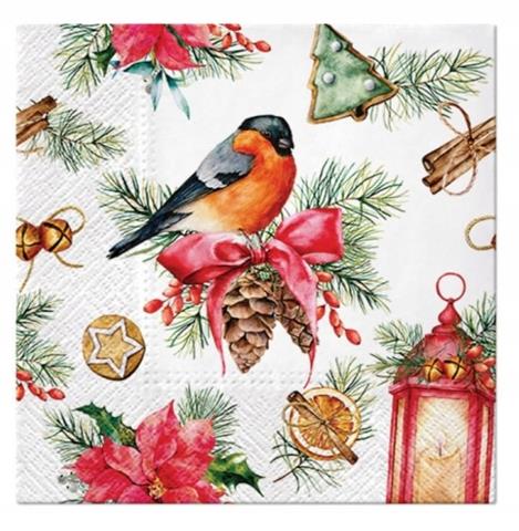 PAW-SERWETKI-BN 33X33CM BULLFINCH WITH LAMPION A'20