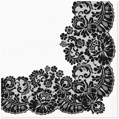 TETEaTETE SERWETKI 33X33 CM LACY FRAME BLACK A'20 PAW-TL702618