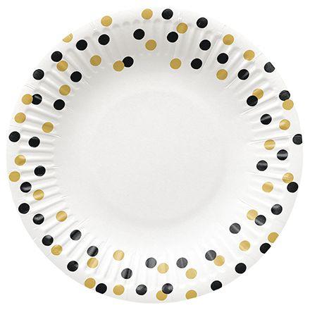 PAW-TALERZE PAPIEROWE 18CM 8SZT CONFETTIGOLD BLACK /12/ PPD8000509