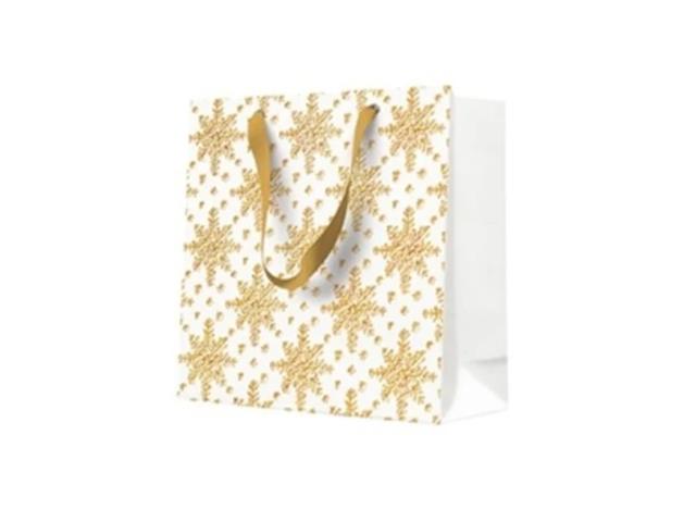 TORBA OZDOBNA 17*17*6CM STANDARD GRUNGE TEXTURED SNOWFLAKES GOLD BN GWIAZDKA PAW-