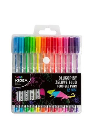 DERFORM DŁUGOPISY ŻELOWE 12 KOLORÓ FLUO KIDEA /12/