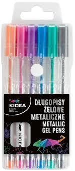 DERFORM DŁUGOPISY ŻELOWE 6 KOLORÓW METALICZNE DZMA6KA KIDEA /12/