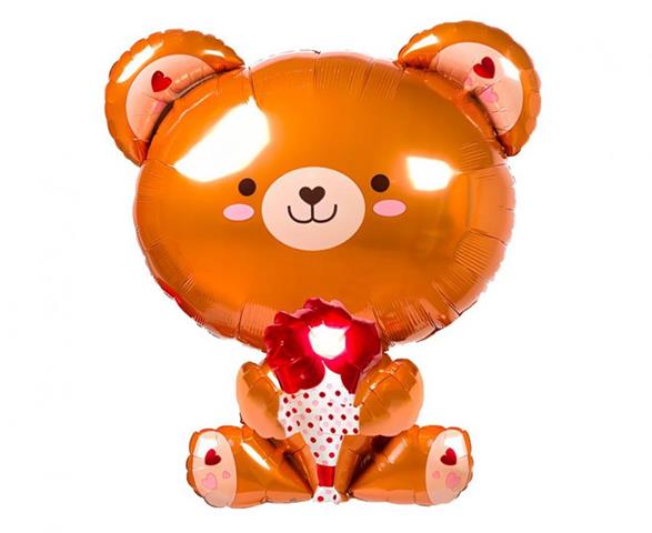 GODAN BALON FOLIOWY MIŚ Z RÓŻĄ 51X48CM