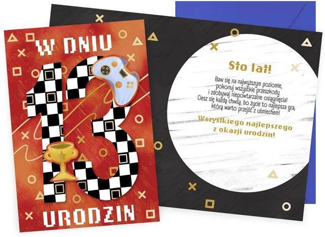 KUKARTKA KARTKA OZDOBNA 13 URODZINY DK-1263 (CHŁOPIEC,CYFERKI,GRY)