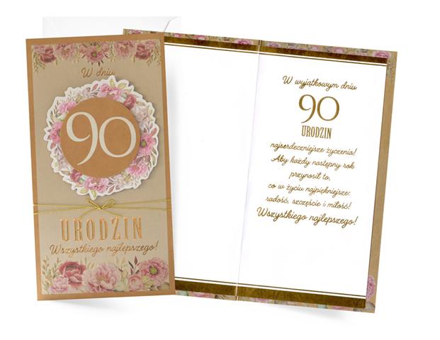 KUKARTKA KARTKA OZDOBNA 90 URODZINY PM-420 (CYFRY,KRAFT)