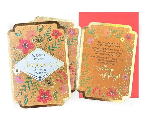 KUKARTKA KARTKA OZDOBNA IMIENINY DK-1273  (KRAFT)