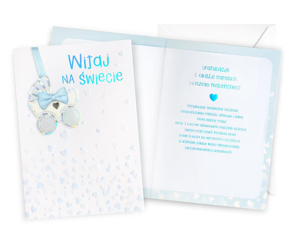 KUKARTKA KARTKA OZDOBNA WITAJ NA ŚWIECIEDK-1296