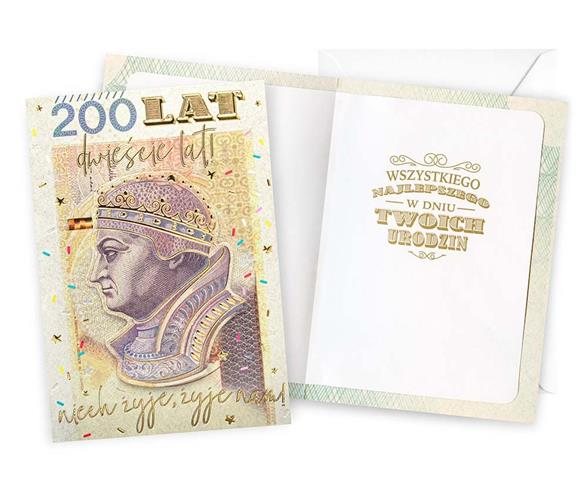 KUKARTKA KARTKA OZDOBNA URODZINY DK-1311 (CYFRY,BANKNOT200)