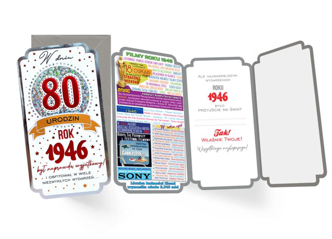 KUKARTKA KARTKA OZDOBNA 80 URODZINY     PM-455