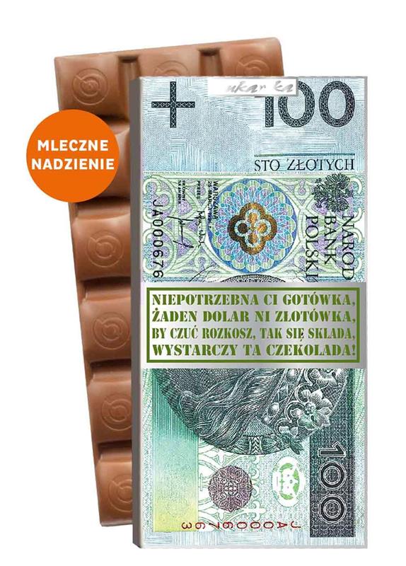 KUKARTKA CZEKOLADA 100G NADZIEWANA BANKNOT 100ZŁ CZK-480