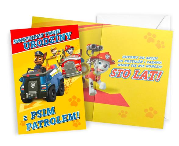 KUKARTKA KARTKA OZDOBNA URODZINY PSI PATROL CHŁOPIEC DHS-038