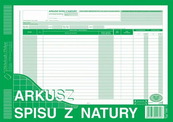 druk-340-1 arkusz spisu z natury m&p