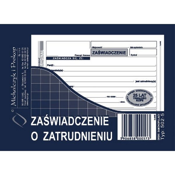 druk-502-5 zaświadczenie o zatrudnieniu m&p