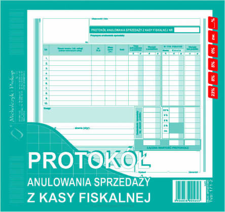 druk-171-2 protokół anul.sprz.z kasy fism&p