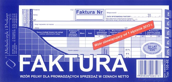 druk-105-8e faktura vat 1/3 a4 o/k m&p  80 kartek