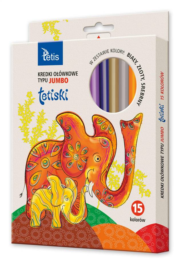 tetis kredki ołówkowe 15kol.jumbo trójk.