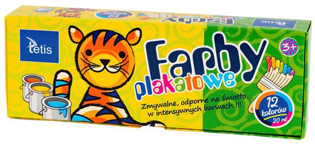 TETIS FARBY PLAKATOWE 20ML 12 KOLORÓW   KF001-D