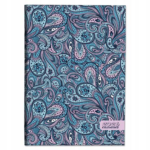 KALENDARZ 2026 KSIĄŻKOWY A4 DZIENNY SOFT TOUCH PAISLEY TURKUS , EV-CORP