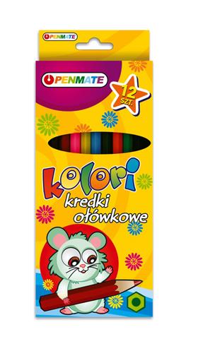TT-KREDKI OŁÓWKOWE 12 KOLORÓW SZEŚCIOKĄTNE KOLORI TT6584 PENMATE /24/