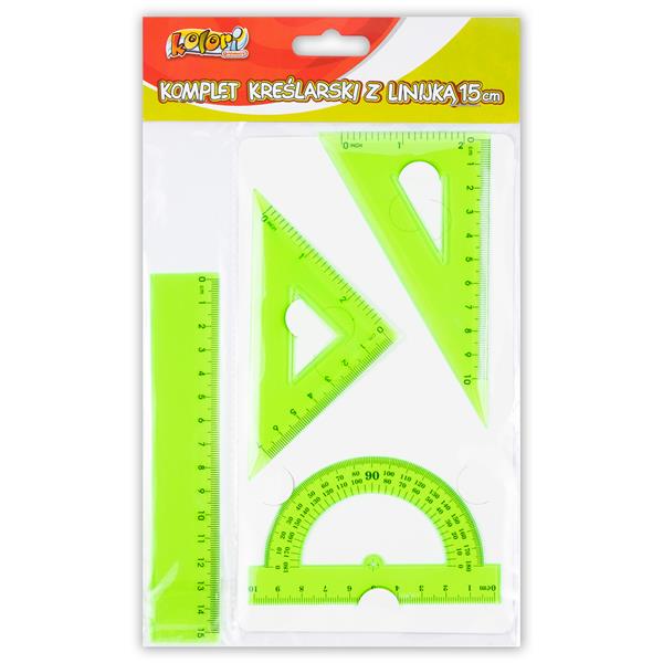 TT-KOMPLET KREŚLARSKI Z LINIJKĄ 15CM ZIELONYTT7950 KOLORI PENMATE /12/